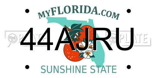 44AJRU Florida License Plate