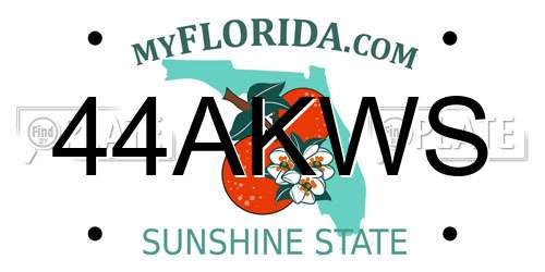 44AKWS Florida License Plate