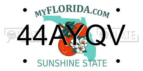 44AYQV Florida License Plate