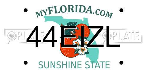 44EIZL Florida License Plate