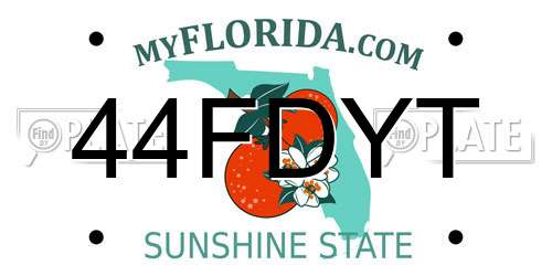 44FDYT Florida License Plate