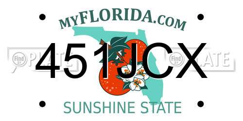 451JCX Florida License Plate