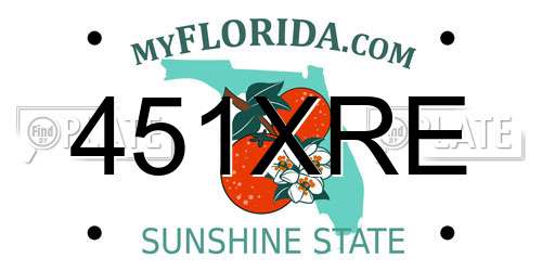 451XRE Florida License Plate