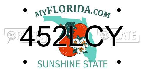 452LCY Florida License Plate