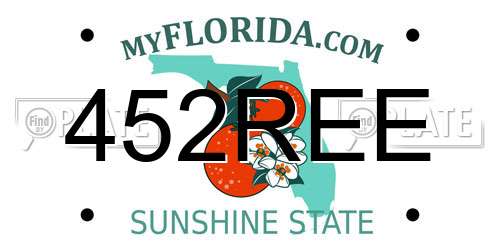 452REE Florida License Plate