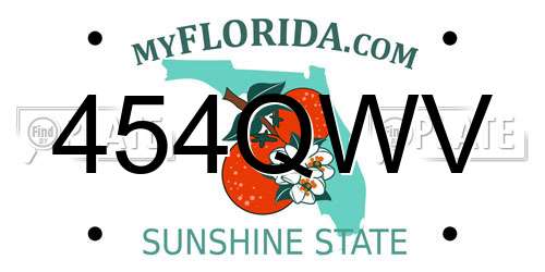 454QWV Florida License Plate