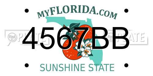 4567BB Florida License Plate