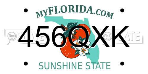 456QXK Florida License Plate