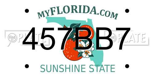 457BB7 Florida License Plate