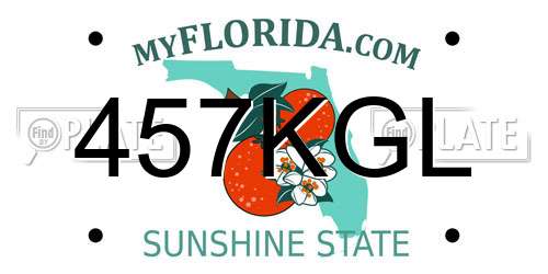 457KGL Florida License Plate