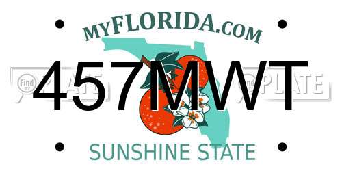 457MWT Florida License Plate