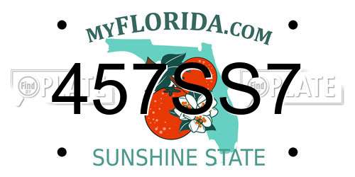 457SS7 Florida License Plate