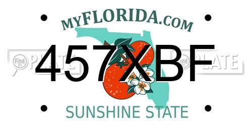 457XBF Florida License Plate