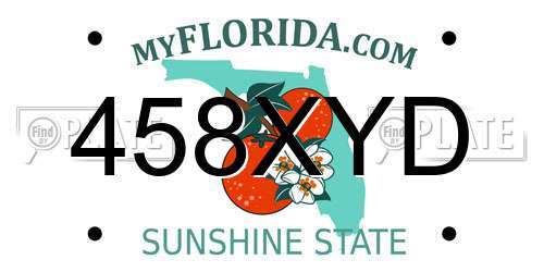 458XYD Florida License Plate