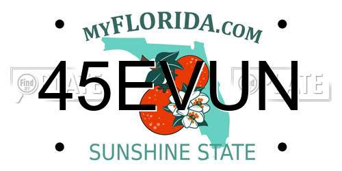 45EVUN Florida License Plate