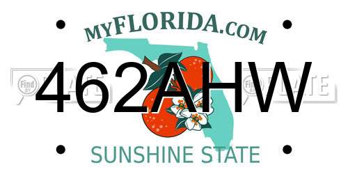 462AHW Florida License Plate