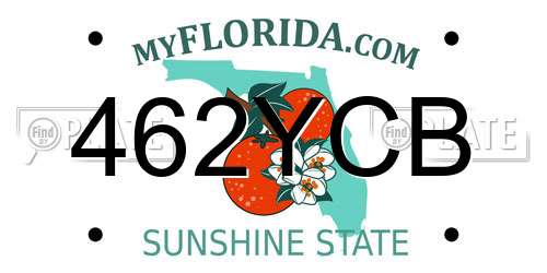 462YCB Florida License Plate