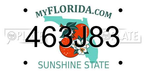 463J83 Florida License Plate