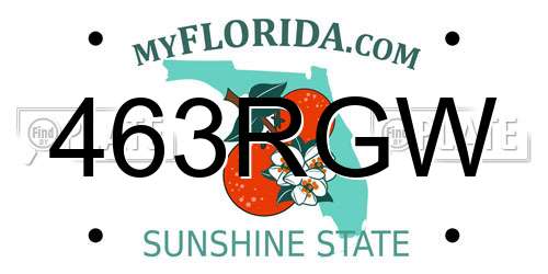 463RGW Florida License Plate