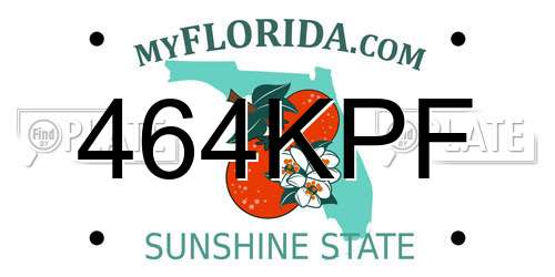 464KPF Florida License Plate