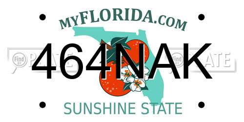 464NAK Florida License Plate