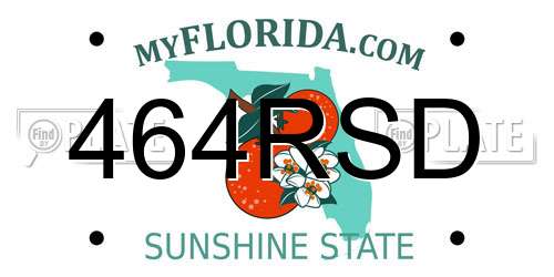 464RSD Florida License Plate