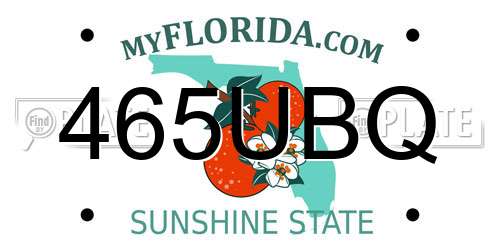 465UBQ Florida License Plate