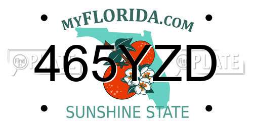 465YZD Florida License Plate