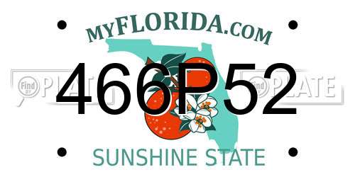466P52 Florida License Plate