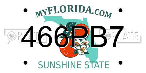 466PB7 Florida License Plate