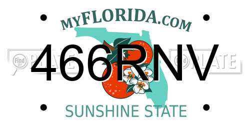 466RNV Florida License Plate