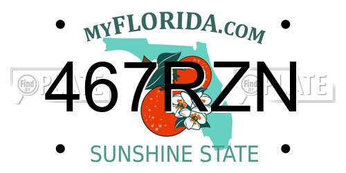 467RZN Florida License Plate