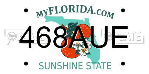 468AUE Florida License Plate