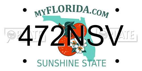 472NSV Florida License Plate