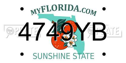 4749YB Florida License Plate