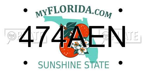 474AEN Florida License Plate
