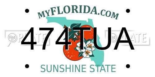 474TUA Florida License Plate