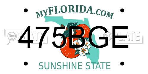 475BGE Florida License Plate