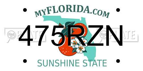 475RZN Florida License Plate