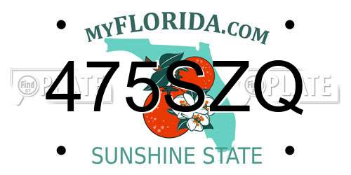 475SZQ Florida License Plate