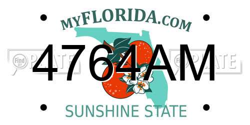 4764AM Florida License Plate