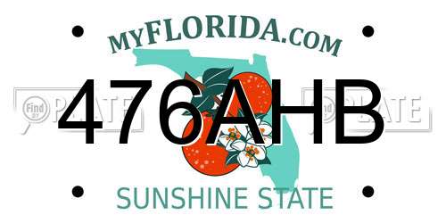 476AHB Florida License Plate