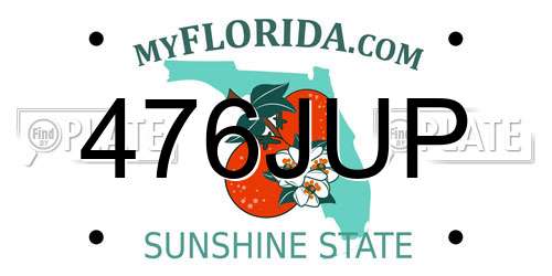 476JUP Florida License Plate