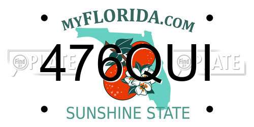 476QUI Florida License Plate