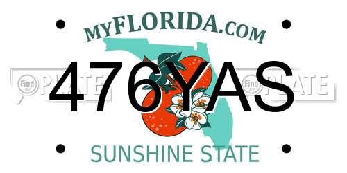 476YAS Florida License Plate