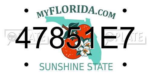 47851E7 Florida License Plate