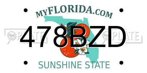 478BZD Florida License Plate