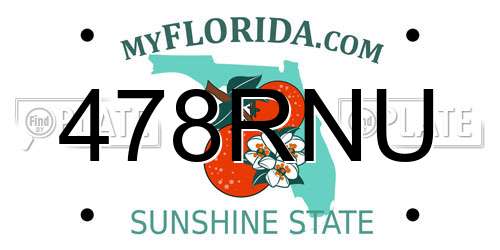 478RNU Florida License Plate
