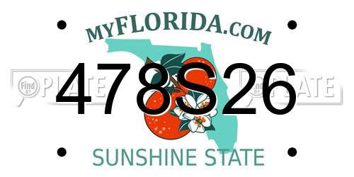 478S26 Florida License Plate