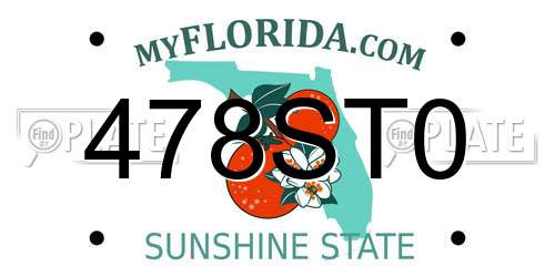 478ST0 Florida License Plate